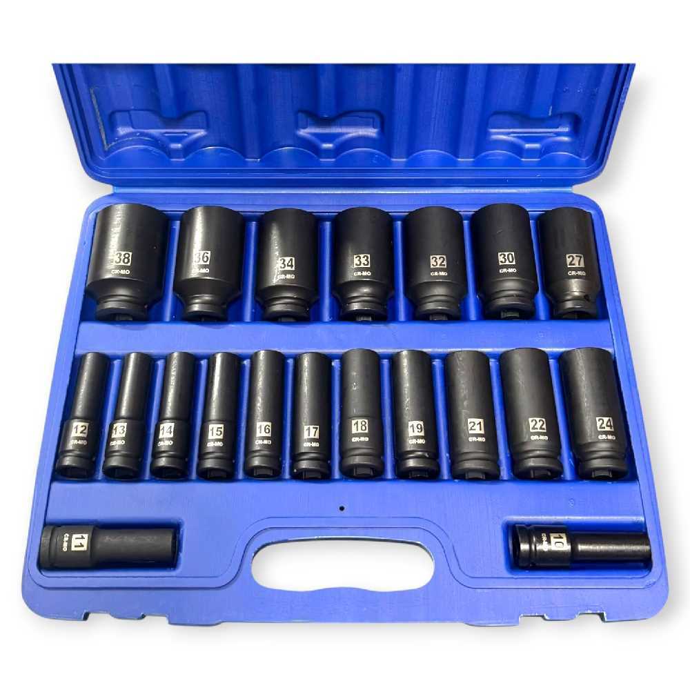 Haina HB-6522 Hosszított Dugókulcs Készlet 12 Csillagos – 20 Részes, 1/2″ Csatlakozású - Image 2