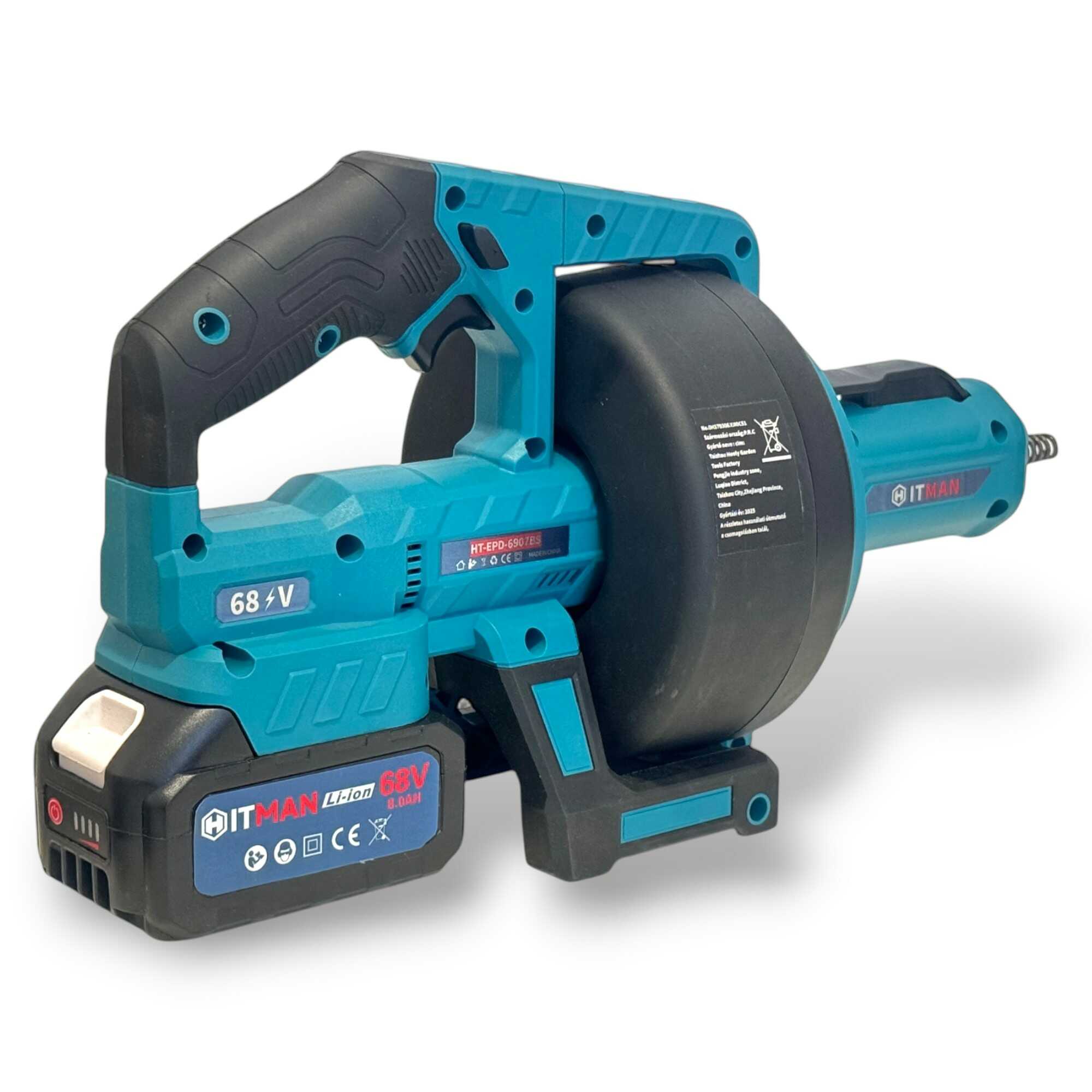 Hitman HT-EPD-6907BS Akkumulátoros Csőtisztító és Duguláselhárító Gép, 68V, 7 m-es Kábellel - Image 2