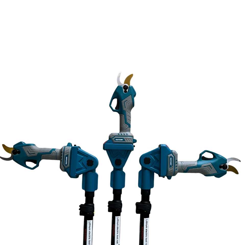 HAYAMI Akkus metszőolló és 2 méterig nyitható teleszkópos hosszabbító kar szett, 30 mm vágási átmérő, LCD kijelzővel - Image 3