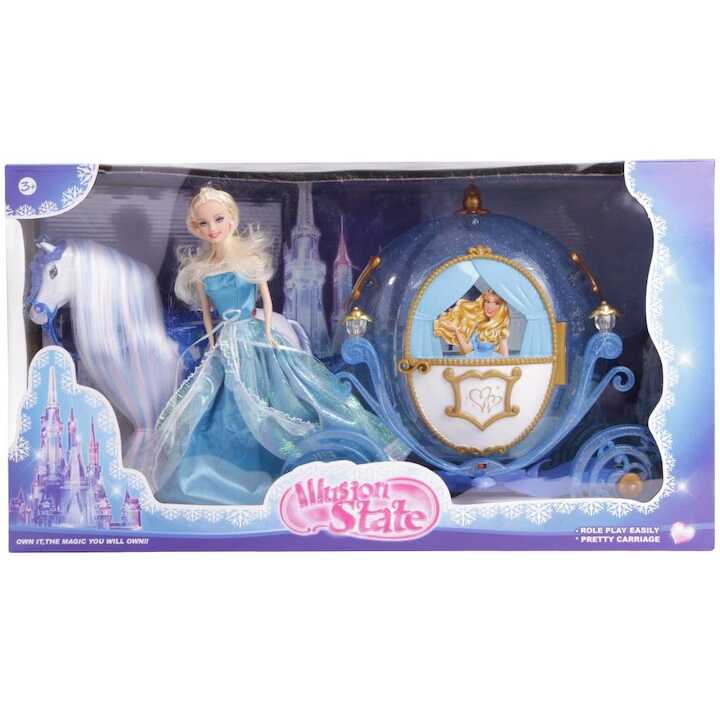 Hercegnő játék baba , tök hintóval és lóval - Image 3