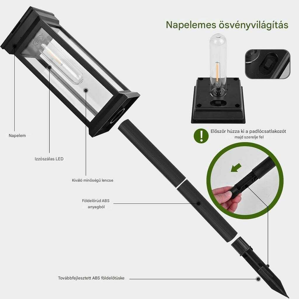 Napelemes Ösvényvilágítás, XF-2901, Leszúrható, Dekoratív Meleg LED, 1db - Image 2