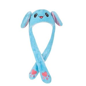 Kék nyuszis plüss sapka mozgatható fülekkel