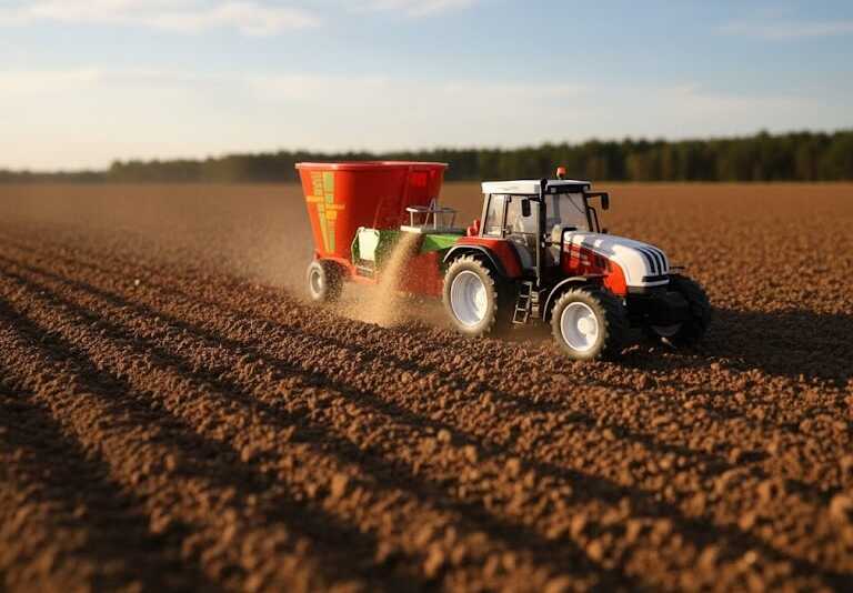 Mezőgazdasági játék traktor takarmánykeverő utánfutóval , 60 cm - Image 2