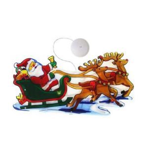Aigostar Ledes Mikulás szánon rénszarvassal Ablak és karácsonyfa Dekoráció, 10 LED, elemes, melegfehér 20 cm