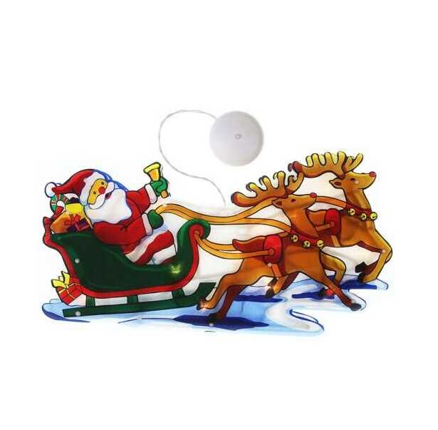 Aigostar Ledes Mikulás szánon rénszarvassal Ablak és karácsonyfa Dekoráció, 10 LED, elemes, melegfehér 20 cm