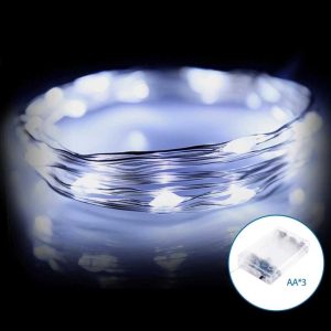 Aigostar elemes Drót gömb Fényfűzér karácsonyfa égősor 5 méter 50 led Hidegfehér beltéri