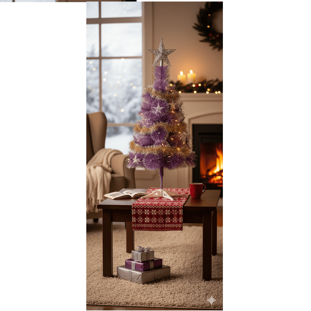 Lila Álom Műfenyő, Karácsonyfa , Hosszú Tűlevelű havas Elegancia - 90 cm - Image 2