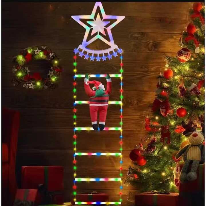 Mikulás Létrán mászik Led Fénydekoráció 1.5 méter, Többszínű RGB LED, 8 Program T0421 - Image 4