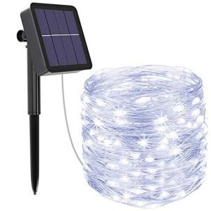 Karácsonyi Napelemes 10 méteres drót fényfűzér Hidegfehér 200 led