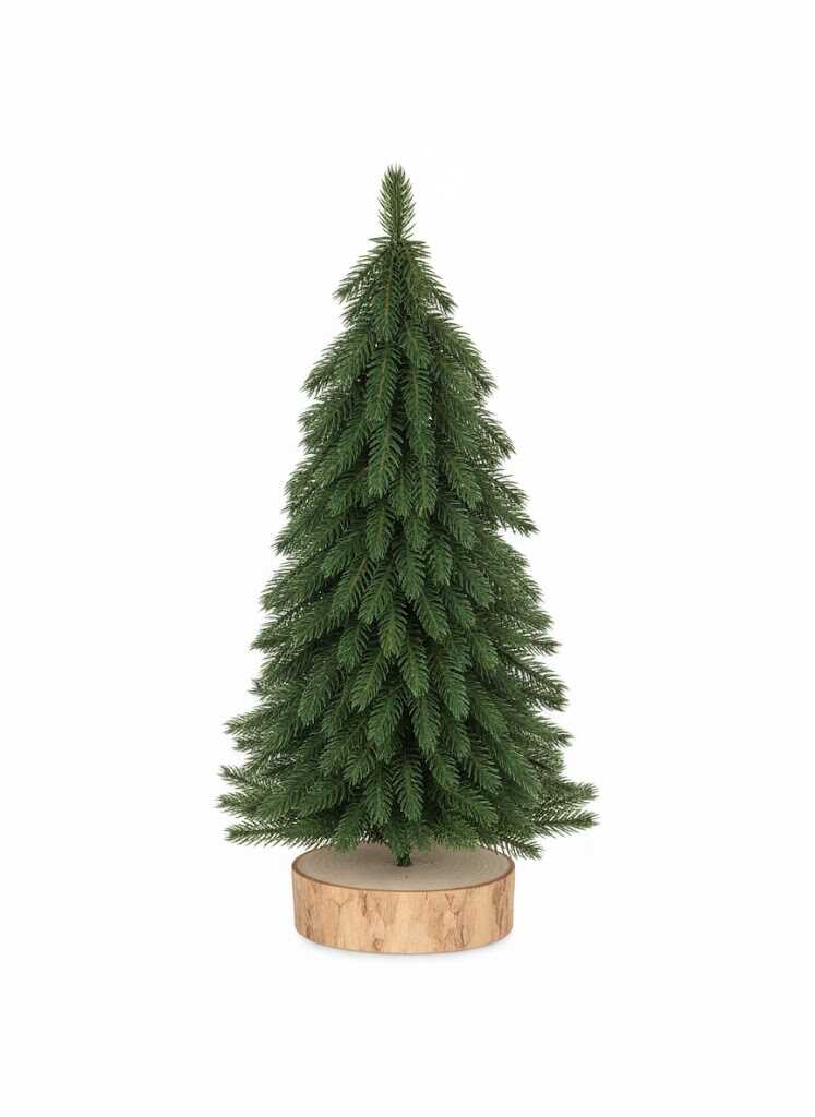 Asztali zöld hosszú ágas műfenyő karácsonyi diszfenyő 20 cm Fa talpal