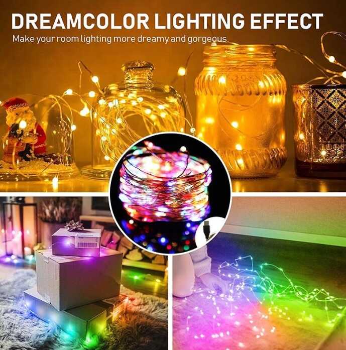 Aigostar elemes Drót Dekorációs Fényfűzér karácsonyfa égősor 5 méter 50 led RGB színes beltéri - Image 3