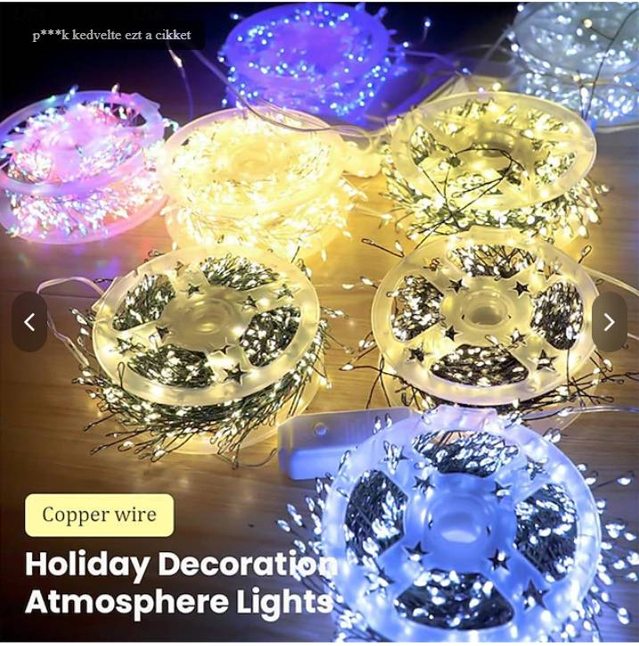 Karácsonyi Drótfüzér 100 m, Szuper Sűrű, Melegfehér, Élénk Fényű, XXXL Tekercs távirányítóval 8 funkciós - Image 5