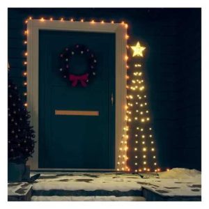 LED Karácsonyfa Forma Fényfüzér (1.65 m, 204 LED), Melegfehér, 8 Programos