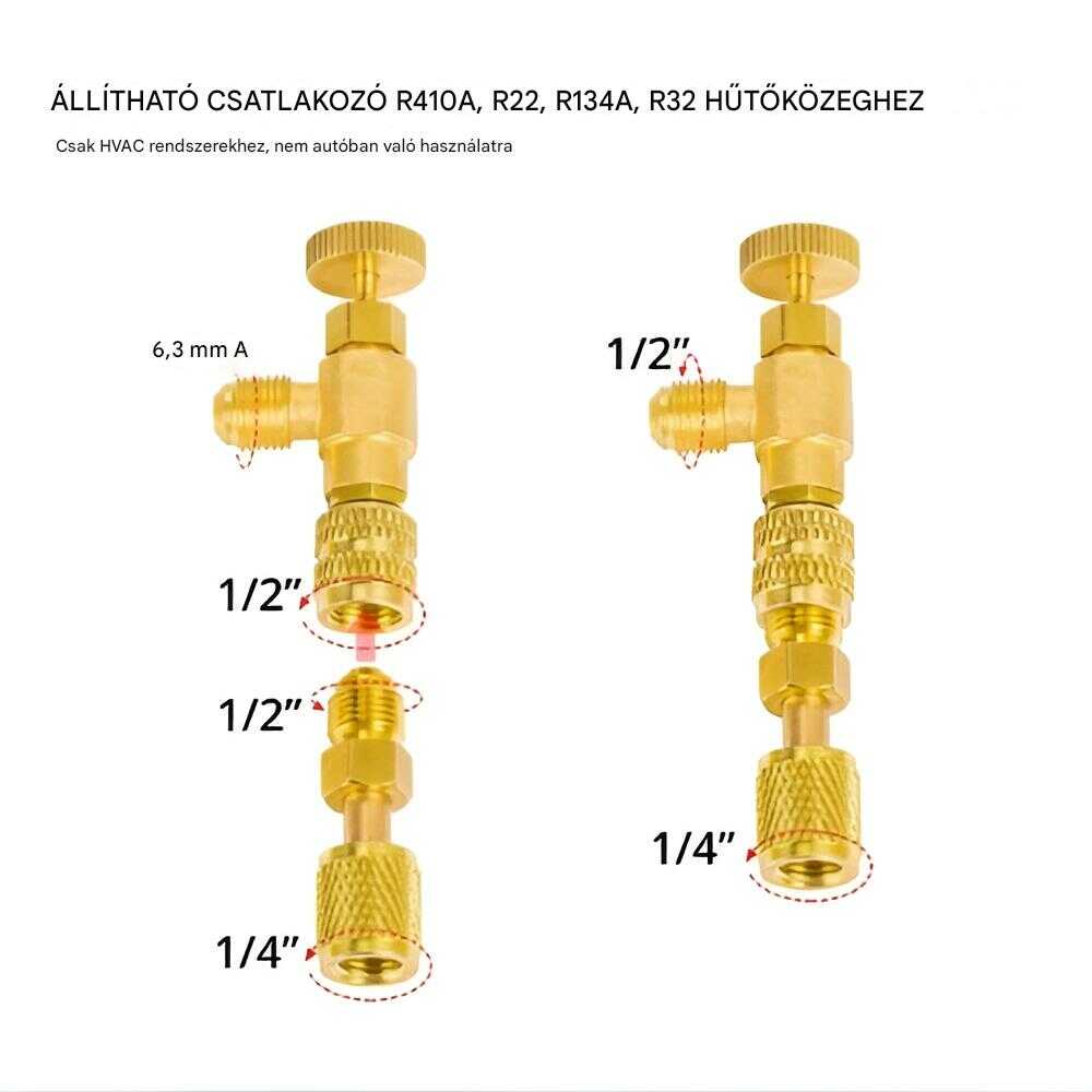 Haina HA-2103 Klímaszerelő Nyomásellenőrző Készlet, 2500 PSI, R410A/R22/R134A Kompatibilis - Image 3