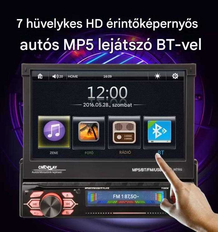 CML-PLAY CML-7130CM Autós Multimédia Fejegység, 7" Érintőképernyő, Bluetooth, 1080P - Image 3