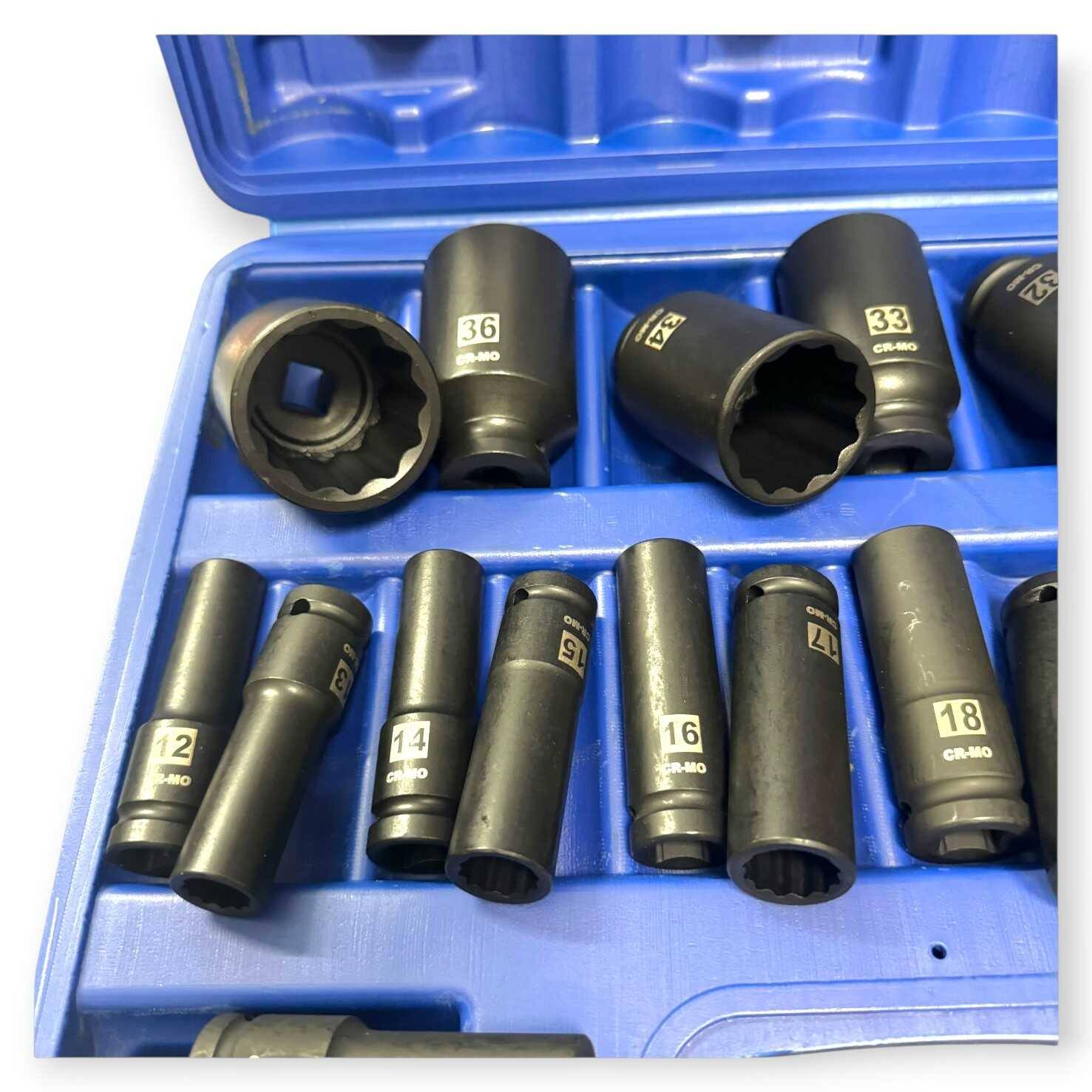 Haina HB-6522 Hosszított Dugókulcs Készlet, 20 részes, 1/2″, 8-38 mm, Cr-V Acél - Image 3
