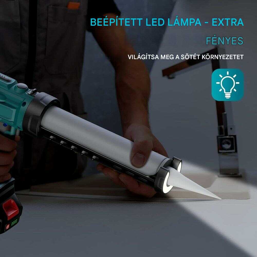 Hitman HT-SLP-6909P Akkus Sziloplaszt Kinyomópisztoly, 62V, 6 Sebességfokozat, LED Fénnyel - Image 3