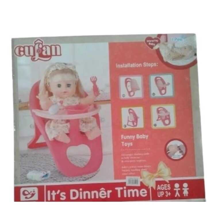 Játék baba etetőszékkel és egyéb kiegészítőkkel - Image 2