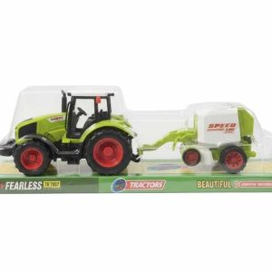 Játék traktor permetező utánfutóval , 30 cm