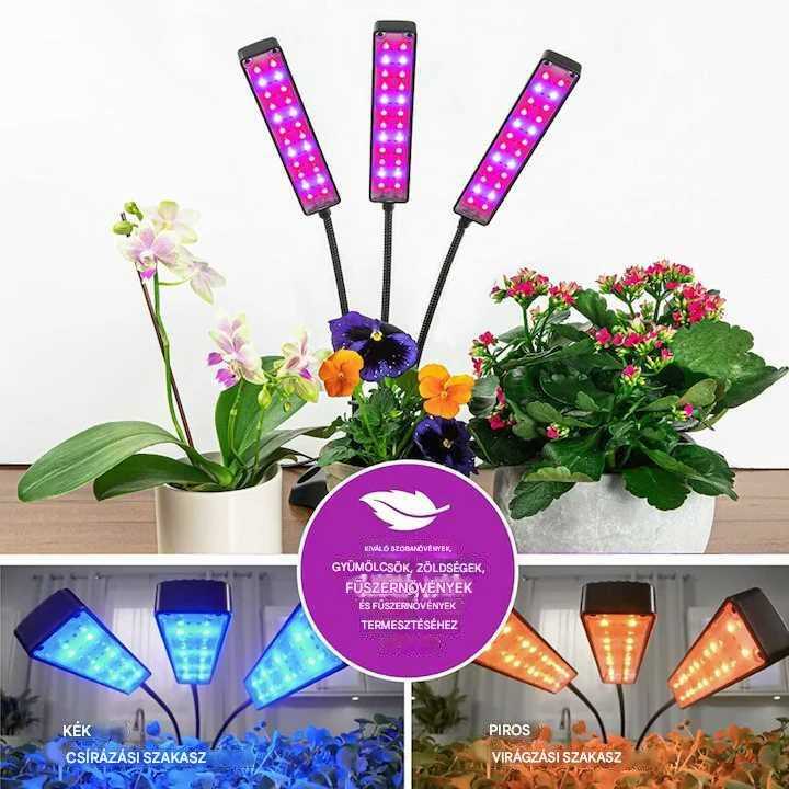 Növénynevelő UV Lámpa, 3 világítópaneles, Állítható Fényerővel és Időzítővel - Image 3