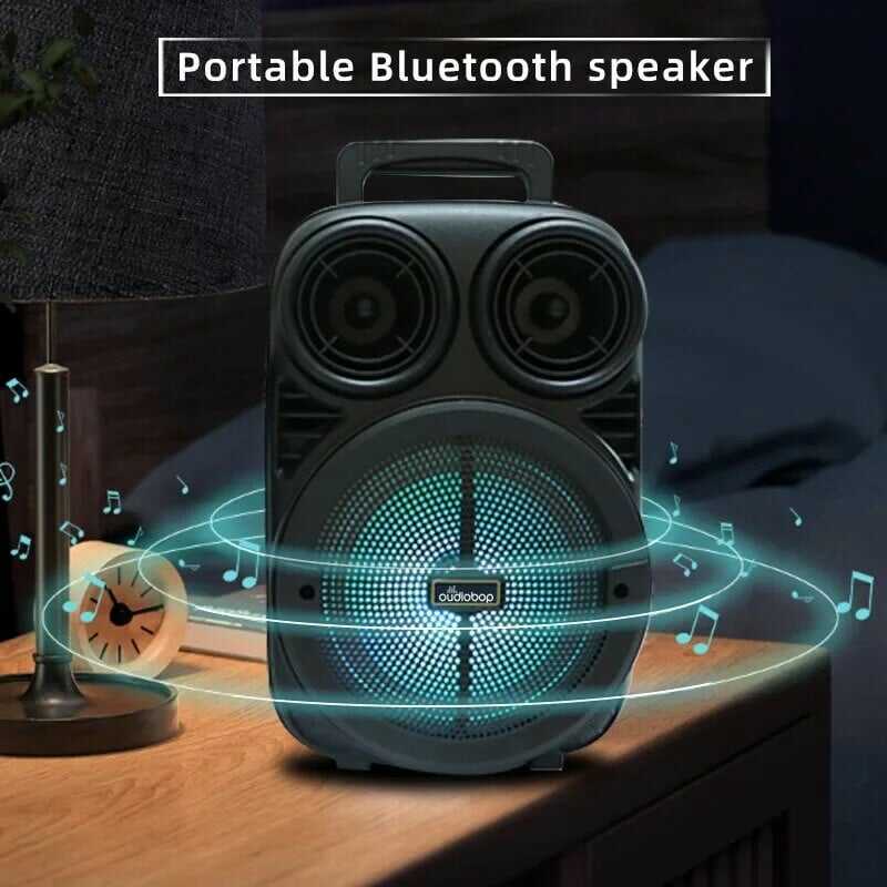Audiobop BK-3381 Hordozható Bluetooth Hangszóró, 1200W PMPO, Karaoke Mikrofon, RGB Fény - Image 4