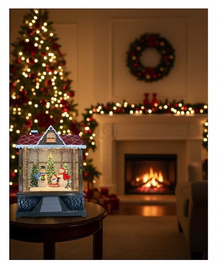 Mikulás mézeskalács Házikó karácsonyi Hógömb, zenélő, led világitással 20 cm karácsonyi dekoráció - Image 4