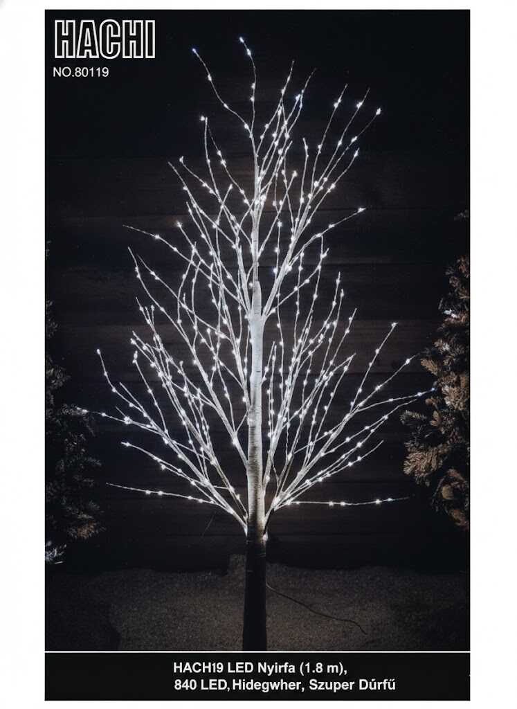 Karácsonyi Álom LED Nyírfa (1.8 m), 840 LED, Hidegfehér, Kültéri/Beltéri HACHI