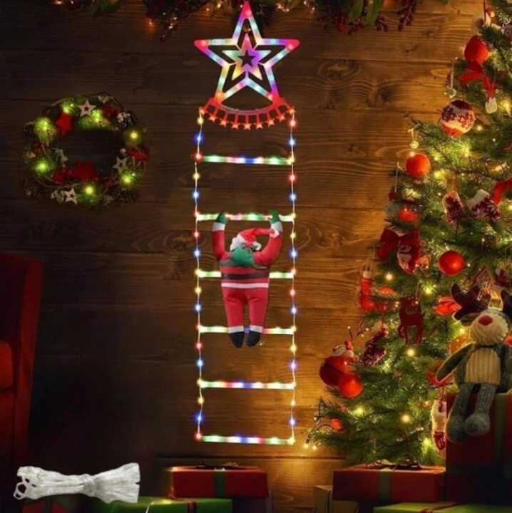 Mikulás Létrán mászik Led Fénydekoráció 1.5 méter, Többszínű RGB LED, 8 Program T0421 - Image 5