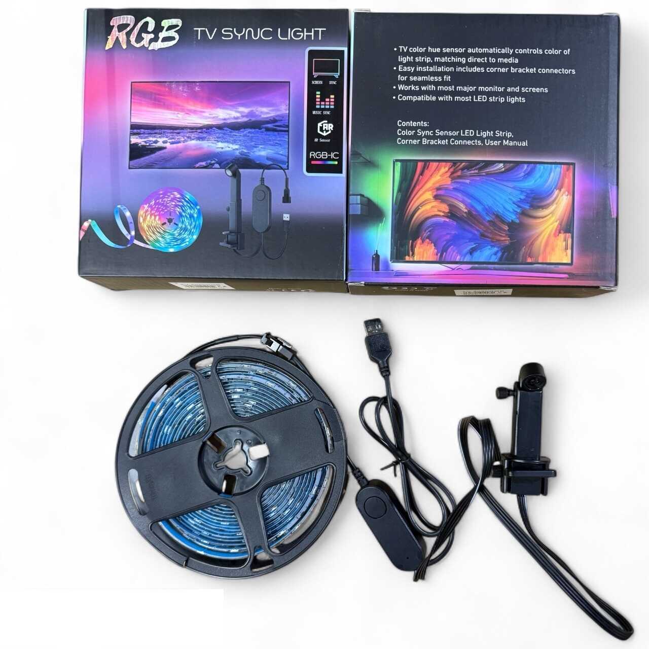 RGB okos TV Ledszalag tv szinkronizállásal Szinvezérléssel és távirányítóval 2 méter USB bemenet.