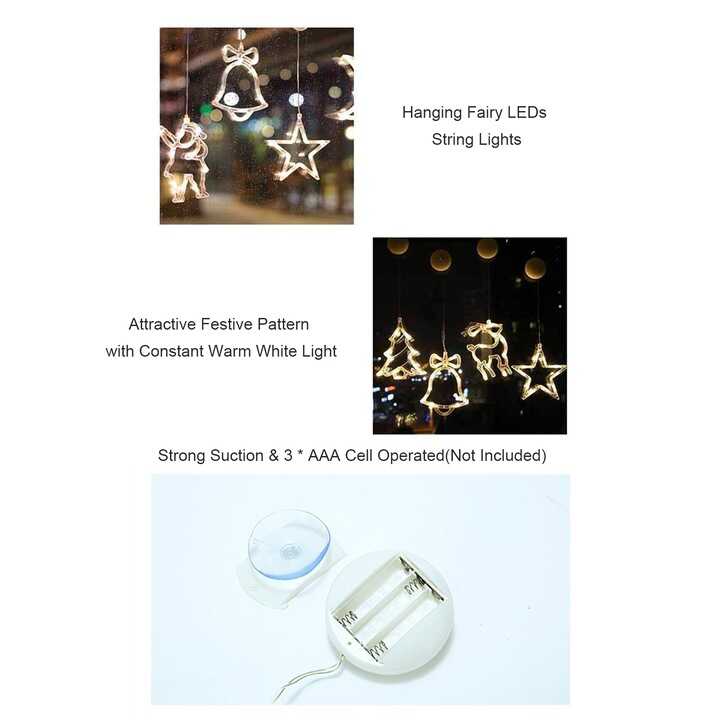 Aigostar Ledes Mikulás integet Ablak és karácsonyfa Dekoráció, 10 LED, elemes, melegfehér 20 cm - Image 5