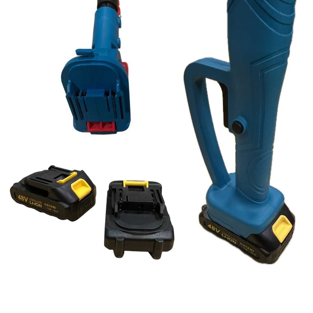 HAYAMI HA-1008 Akkumulátoros Készlet: Láncfűrész, Metszőolló és Teleszkópos Nyél, 2x48V 5.0Ah Akkuval - Image 6
