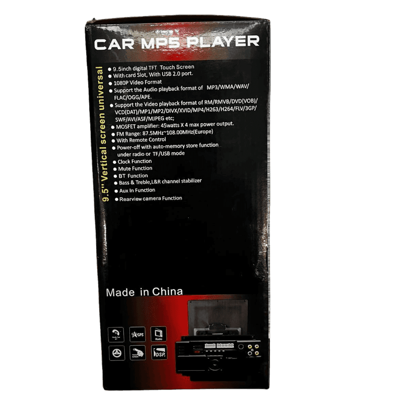2DIN Multimédia Lejátszó NO:9520, 9,5” Függőleges Kijelző, Bluetooth, MP5 Támogatás - Image 6