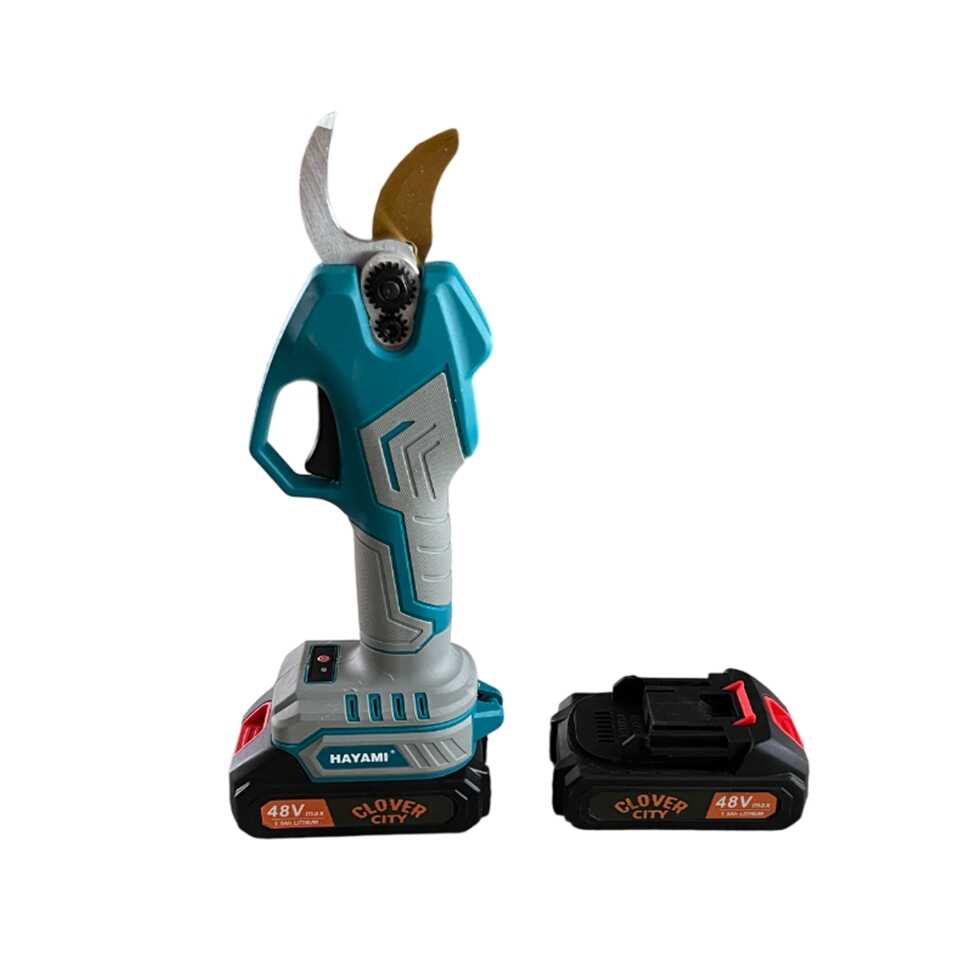 HAYAMI Akkus metszőolló és 2 méterig nyitható teleszkópos hosszabbító kar szett, 30 mm vágási átmérő, LCD kijelzővel - Image 4