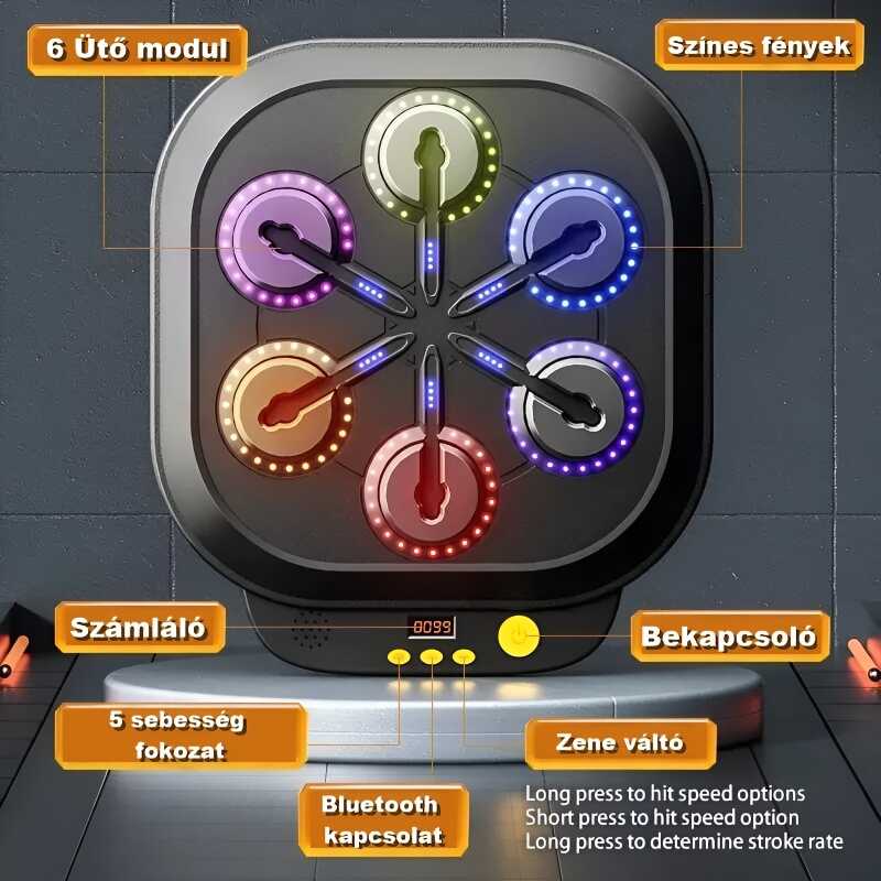 Elektromos Boxgép /Boxfal , bluetooth csatlakozás, led világítással és pontszámlálóval , 44×38 cm - Image 2