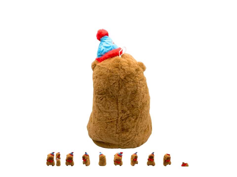 Kalapos Capybara plüss , piros csokornyakendővel , 40 cm - Image 4