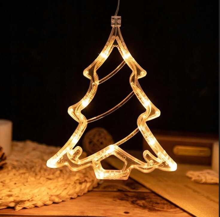 Aigostar Ledes Karácsonyfa Ablak és karácsonyfa Dekoráció, 10 LED, elemes, melegfehér 20 cm