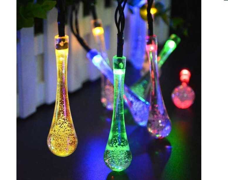 Karácsonyi elemes csepp fényfűzér 5 méteres csepp formájú égökkel - Image 6