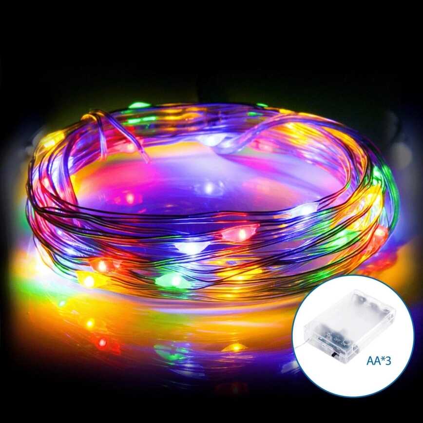 Aigostar elemes Drót gömb Fényfűzér karácsonyfa égősor 5 méter 50 led RGB színes beltéri - Image 2