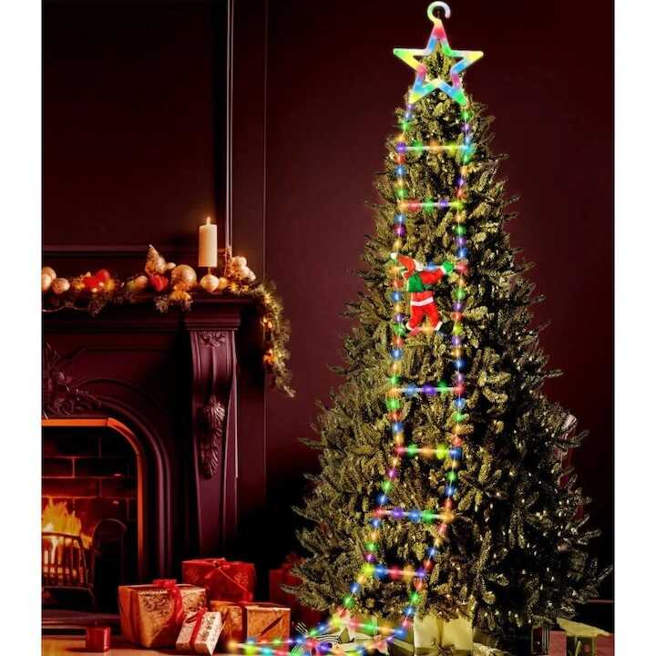 Mikulás Létrán mászik Led Fénydekoráció 1.5 méter, Többszínű RGB LED, 8 Program T0421 - Image 6