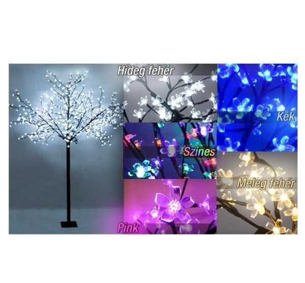Karácsonyi LED Virágfa Dekoráció (130 cm, 92 LED), Melegfehér Sakura, Hálózati - Image 4