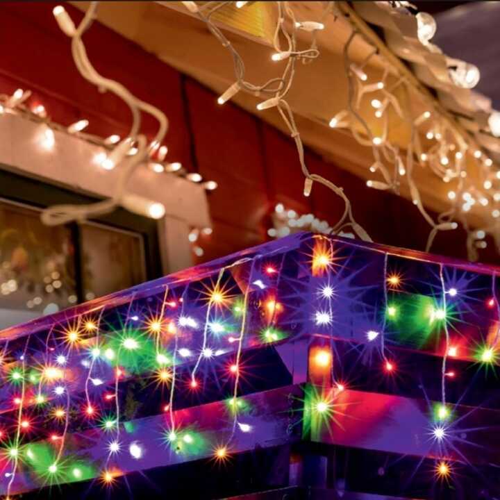 Aigostar Elemes Karácsonyi Jégcsap LED Fényfüzér, 15 m, 300 LED, kültéri, rgb színes 8 programos