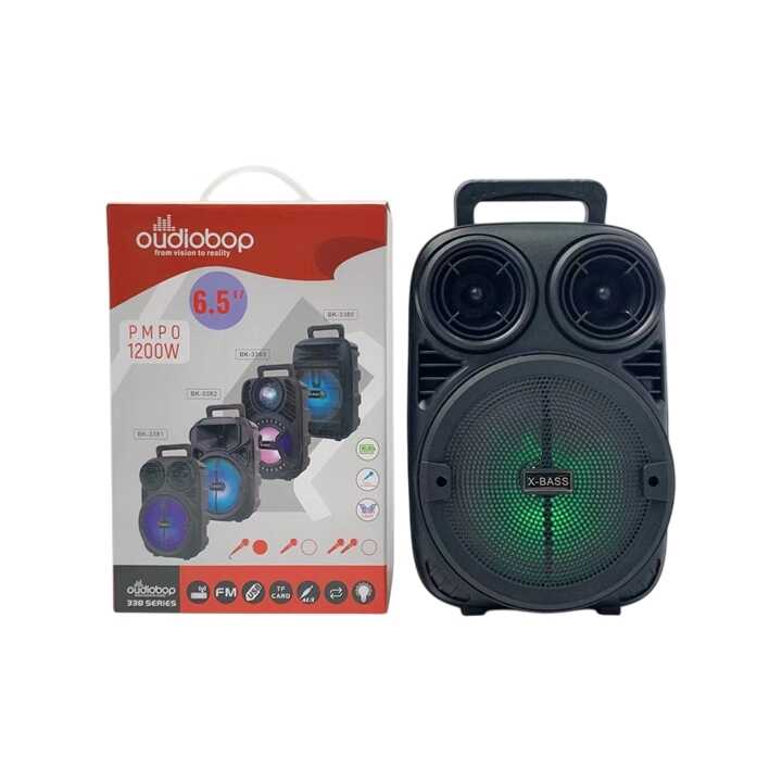Audiobop BK-3381 Hordozható Bluetooth Hangszóró, 1200W PMPO, Karaoke Mikrofon, RGB Fény - Image 5