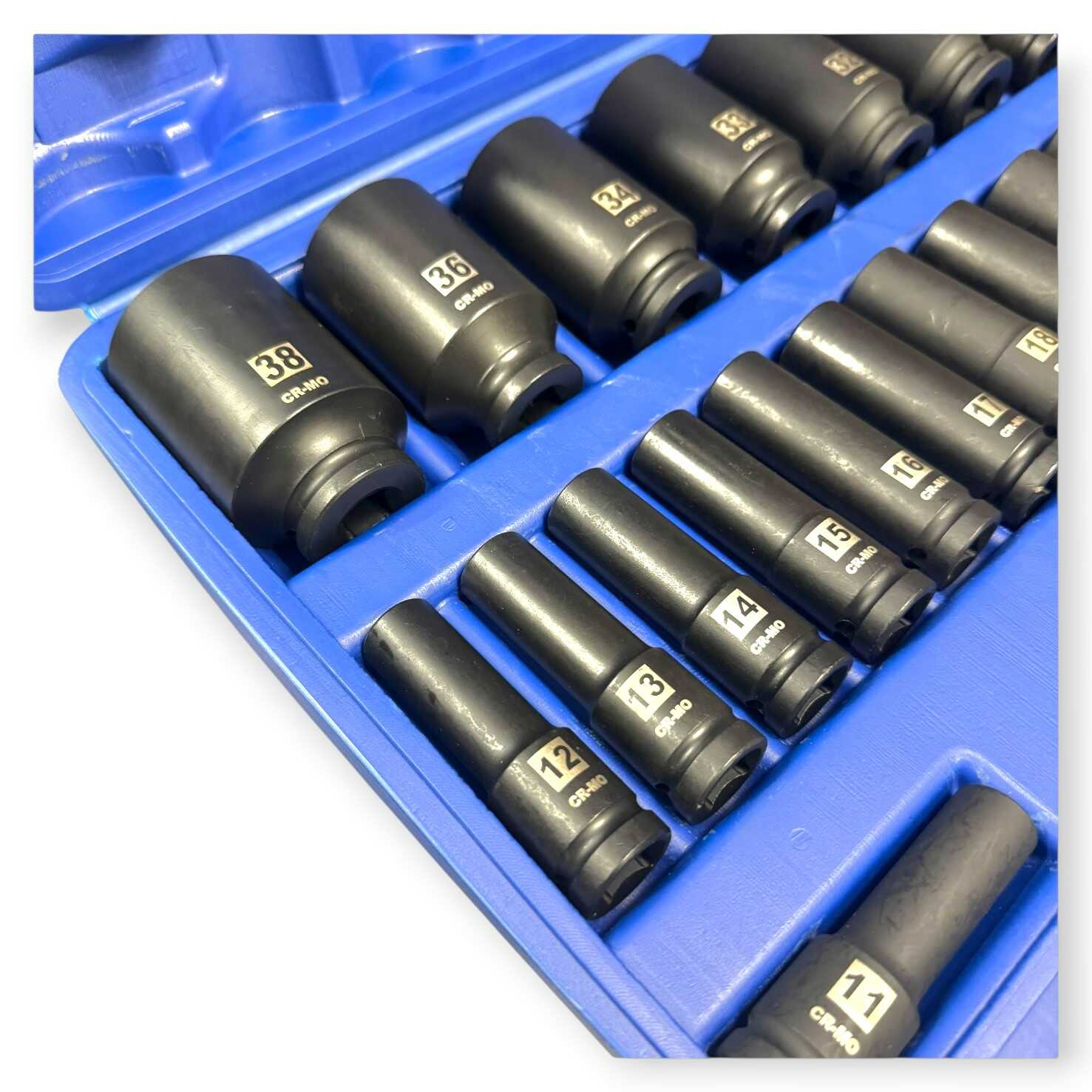 Haina HB-6522 Hosszított Dugókulcs Készlet, 20 részes, 1/2″, 8-38 mm, Cr-V Acél - Image 5