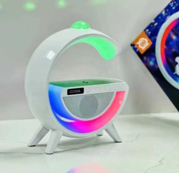 G2388A Multifunkciós G Éjszakai fény, vezeték nélküli töltő, ébresztőóra és hangszóró, Fehér - Image 5