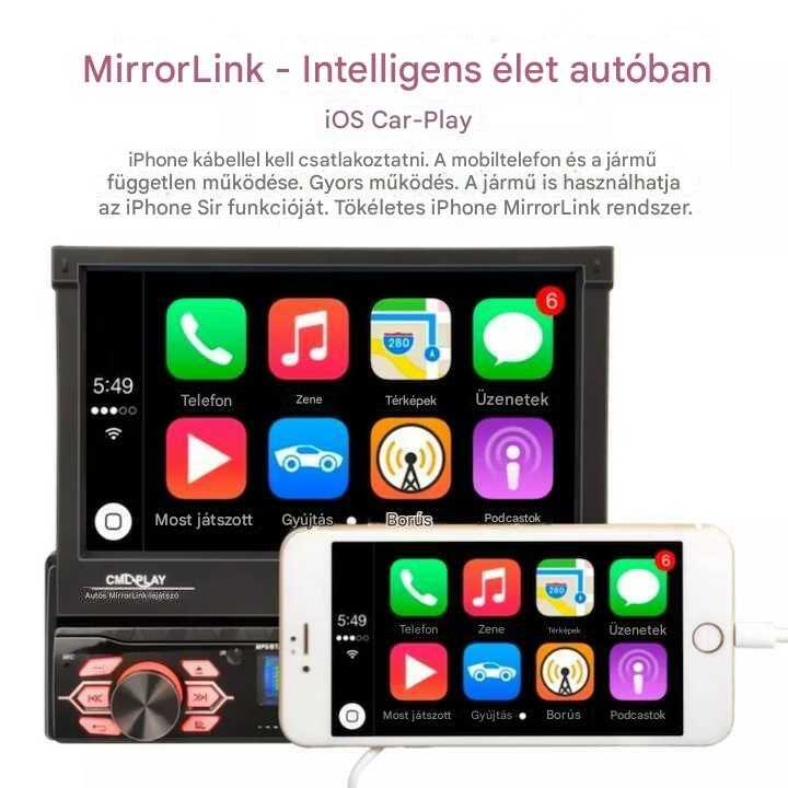 CML-PLAY CML-7130CM Autós Multimédia Fejegység, 7" Érintőképernyő, Bluetooth, 1080P - Image 5