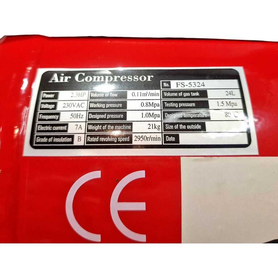 FISCHER KRAFT FS-5324 24L Olajkenésű Légkompresszor, 2.3HP, 8bar - Image 5