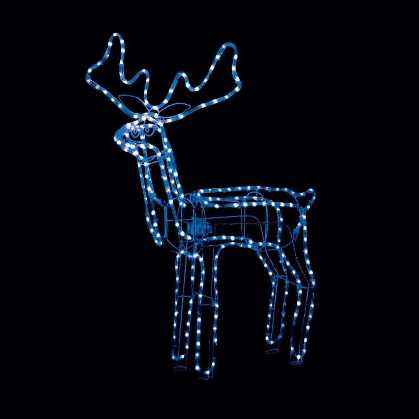 Karácsonyi 3D LED-es mozgó rénszarvas, 120 cm, kül- és beltéri karácsonyi dekoráció Kék 220 v - Image 2