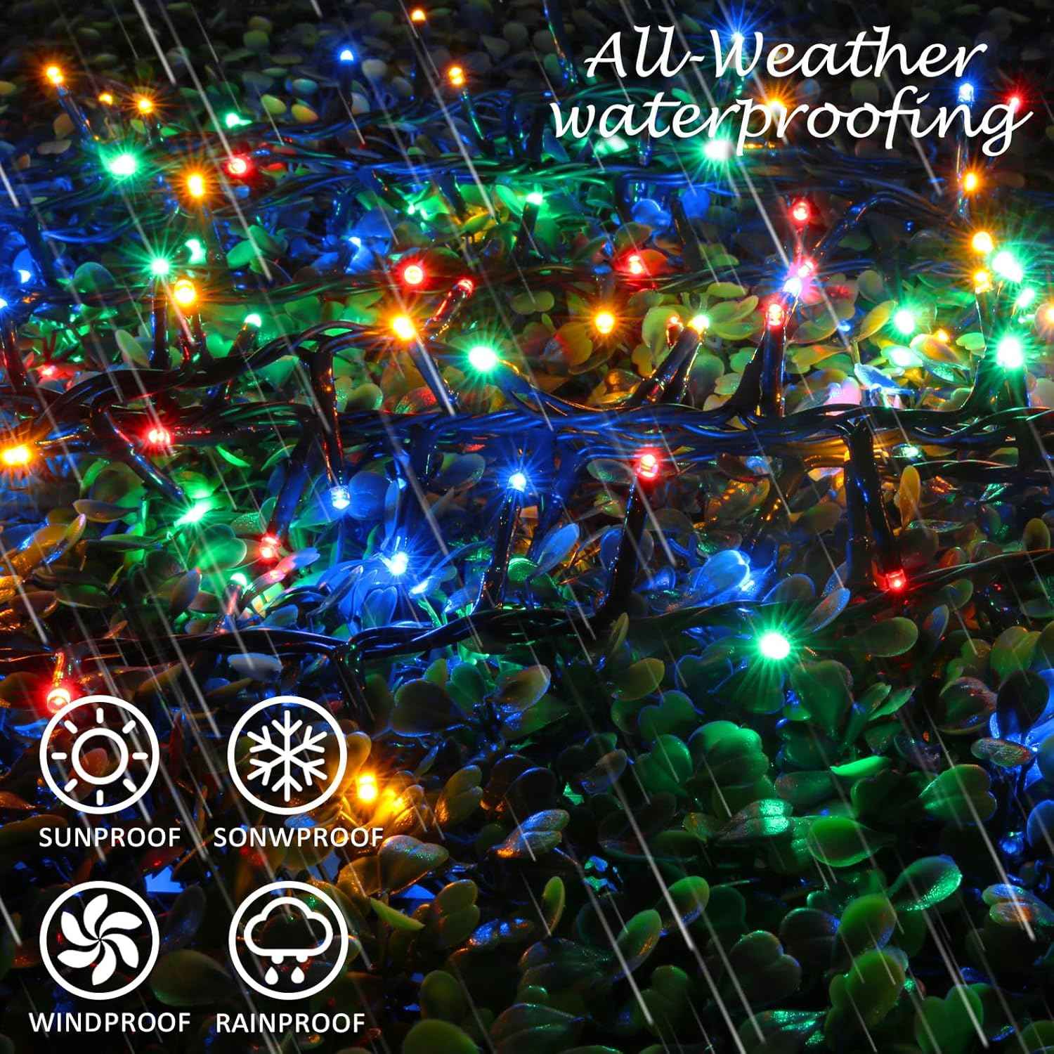 50 méteres BIG led Karácsonyi fényfűzér, Égősor RGB színes Nagy ledekkel, 8 funkciós kül és beltéri élénk szín IP44 X0733 - Image 5