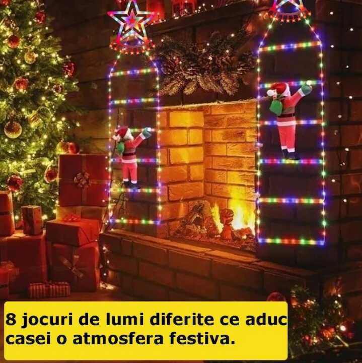 Mikulás Létrán mászik Led Fénydekoráció 1.5 méter, Többszínű RGB LED, 8 Program T0421 - Image 7