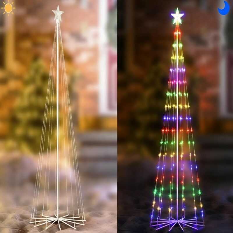 LED Karácsonyfa Forma Fényfüzér (1.65 m, 204 LED) RGb színes , 8 Programos - Image 6